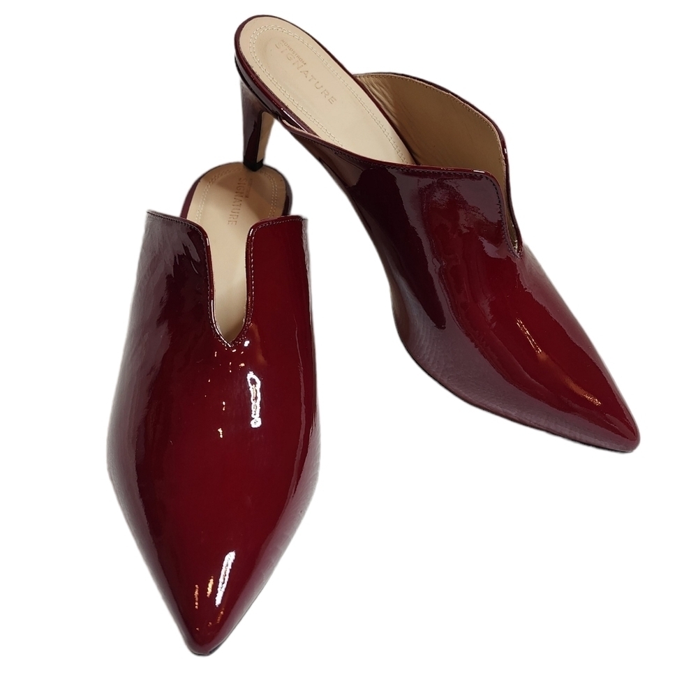 Nordstrom‎ Red Patent Leather Pointed Toe Slide On 3" Heels Shoes Size EU 41